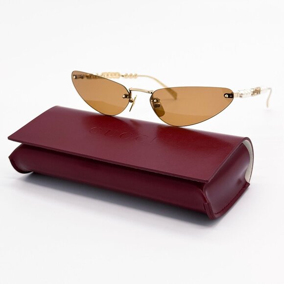 NEW GUCCI SUNGLASSES GOLD WOMEN CAT EYE EYEWEAR GUCCI 